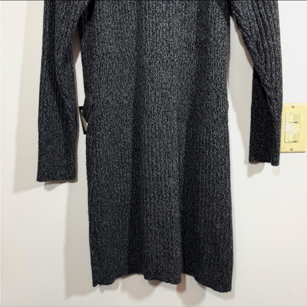Evisu Genes Knit Double Zipped Cardigan Grey Buckle Longline Mock Neck Medium - Picture 12 of 12